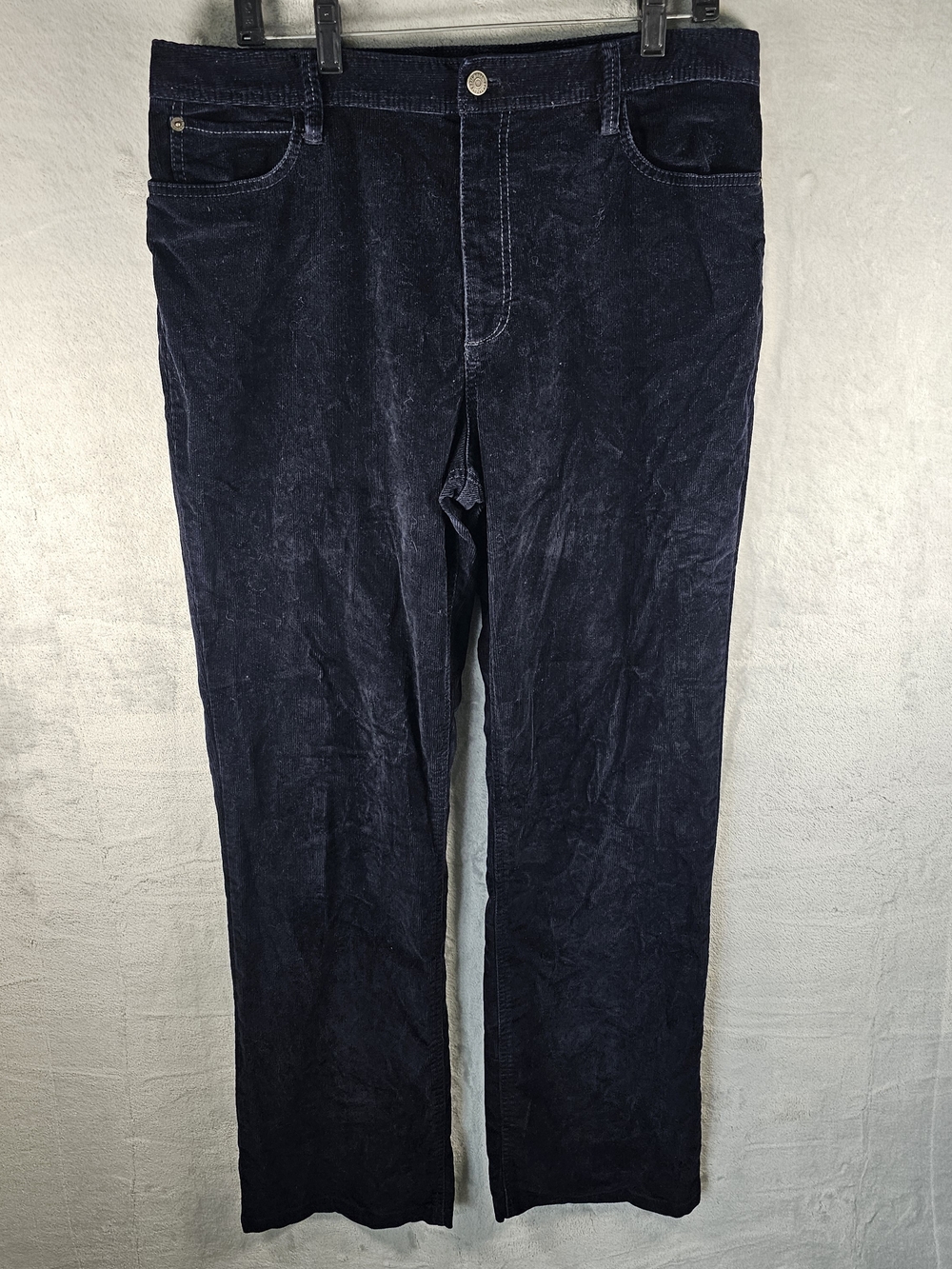 Eddie Bauer Sz. 14 Tall Cotton-Blend Navy Blue/Purple Corduroy Pants Stretch